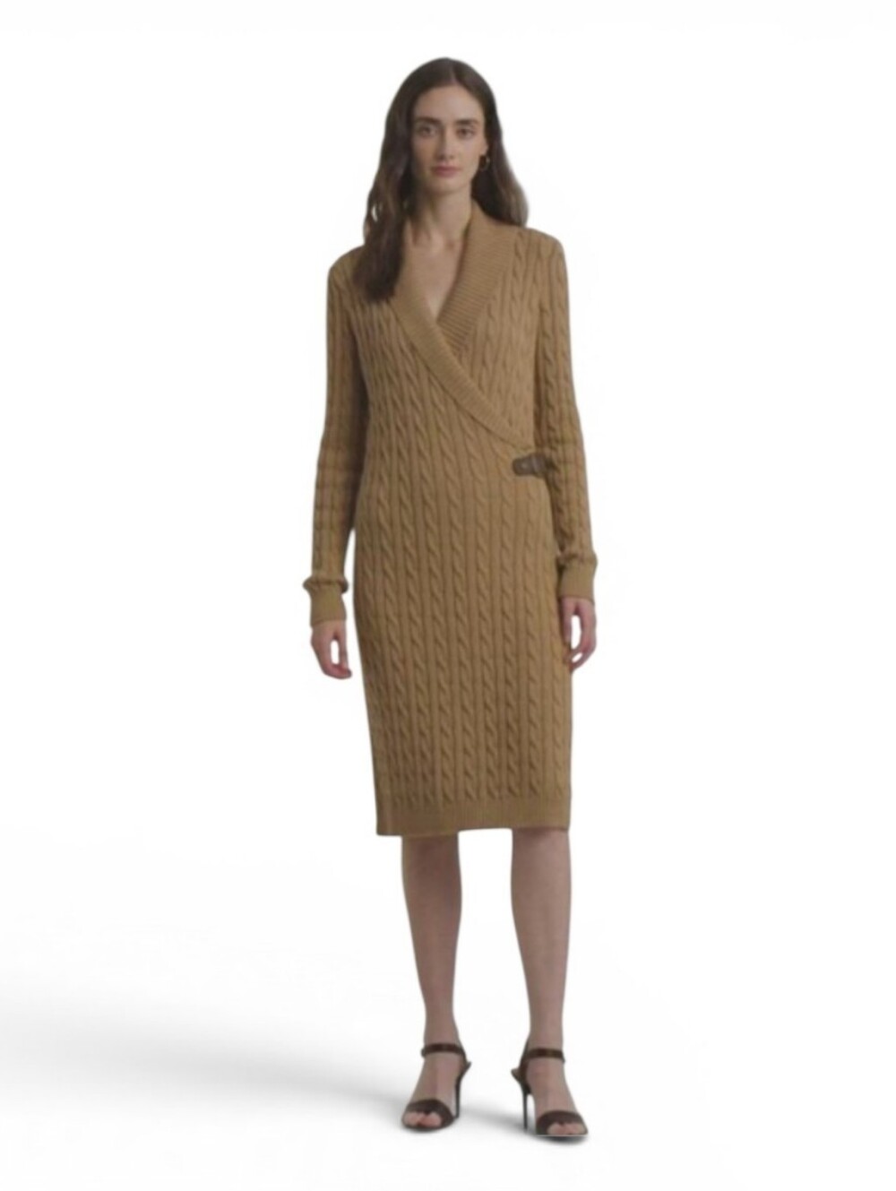 CALVIN KLEIN WOMEN'S CABLE KNIT BUCKLE TRIM SWEATER SIZE MEDIUM
